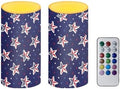 Set of 2 Flameless Candles, Led Battery Operated Candles, American Flag Stars Outdoor Indoor Lights with 18-Key Remotes Timer for 4th of July Party, Holidays, Home Decorations by Merkmak