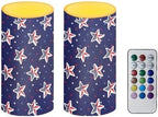 Set of 2 Flameless Candles, Led Battery Operated Candles, American Flag Stars Outdoor Indoor Lights with 18-Key Remotes Timer for 4th of July Party, Holidays, Home Decorations by Merkmak
