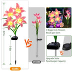 Solar Lights Outdoor, Gift For Women Mom Grandma Wife Daughter Friends, 4 Pack 16 Solar Pink Lily Flower Lights, Solar Flower Lights Waterproof, Outside Decor Stake Light for Landscape Yard Patio Lawn - Image 2