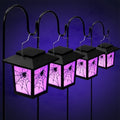 4 Pack Halloween Solar Lights 4.7 Inch Spider Purple Solar Pathway Lights by Glooglitter