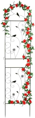 86.5" x 19.7" Metal Garden Trellis Outdoor for Climbing Plants, Black by FHWTY