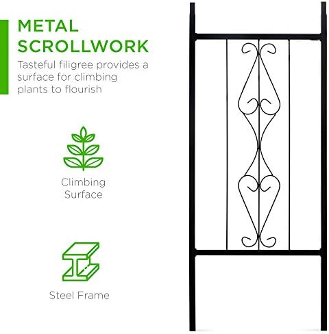 Best Choice Products 92in Steel Garden Arch Arbor Trellis for Outdoor, Yard, Garden, Climbing Plants w/Decorative Wire Lattice - Black - Image 2