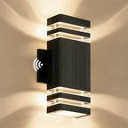 JYV Dusk to Dawn Outdoor Wall Lights,Up and Down Square Porch Lights,Black by JYV