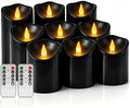 Flameless Candles 4" 5" 6" Set of 9 Outdoor Indoor Pillars Battery Operated Flickering Candles Include 8-Key Remote Timer Function Black Fake LED Candles for Wedding, Aniversary,Christmas Decor by Artmarry