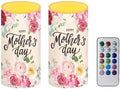 Happy Mother's Day Flameless LED Candles 2 Pcs Battery Powered Flickering Pillar Candles for Home Decor Rose Flower Blossom by NETILGEN