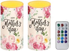 Happy Mother's Day Flameless LED Candles 2 Pcs Battery Powered Flickering Pillar Candles for Home Decor Rose Flower Blossom by NETILGEN