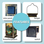 Solar Lantern Stained Glass Landscape Outdoor Waterproof Garden Hanging Lantern Solar Powered Lighting Outside Solar Light for Patio Yard Camping, Gifts for Women Mom - Image 5