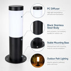 Hardwired Outdoor Bollard Light, Black Stainless Steel Cylinder Lamp - Image 4