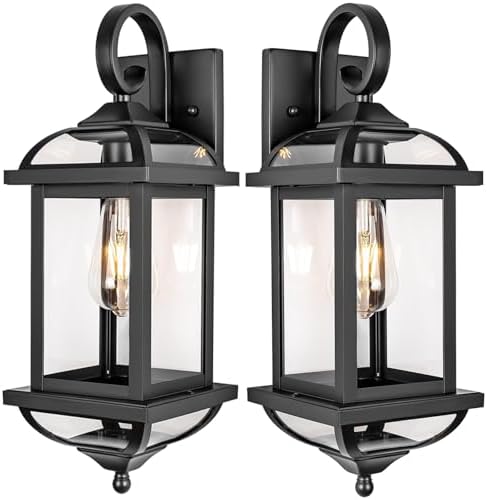 18” Black Porch Lights Outdoor Light Fixtures Enclosed Bottom by DiscoverBeautyofLighting