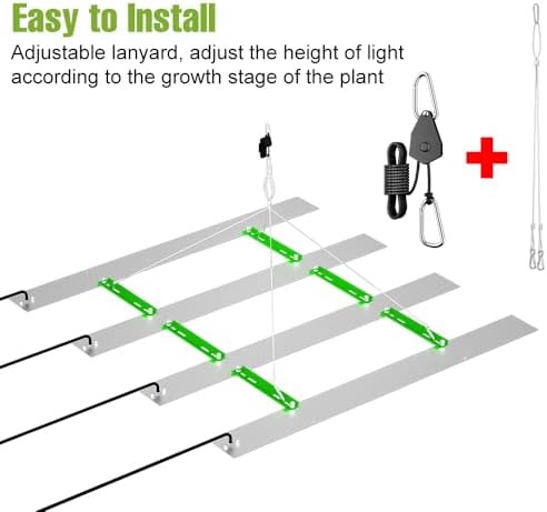 500W Growing Light Sunlight-Simulated with UV/IR,100-277V Universal Voltage. Full Spectrum for Greenhouse, Hydroponic & Grow Tent, Ideal for Seedlings Germination, Adjustable Hanging Kit with US Plug - Image 4