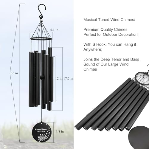 Sympathy Wind Chimes Personalized, 36inch Memorial Wind Chimes in Loving Memory, Loss of Loved Mom/Dad, Sympathy Gifts Wind Chime for Funeral Outdoor Deep Tone - Image 5