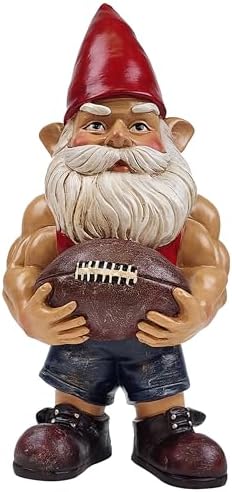 Better Office Products Garden Gnome Statue, 12" Height, Handcrafted Waterproof, UV-Resistant Polyresin Lawn Patio Porch Ornament Decoration (Muscled Football Player with Glowing Solar Light) by BetterOfficeProducts