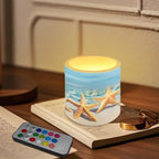 Pack of 4 Flickering Flameless Candles with Remote Outdoor Battery Operated LED Candles with Timer Elictric Pillar Lights for Beach Wedding Coastal Home Decoration, Beach Starfishes - Image 2