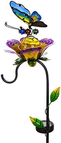 Evergreen Garden 37 Inch Solar Butterfly and Shepherds Hook Garden Stake, Dragonfly Décor for Homes Gardens and Yards by EvergreenGarden