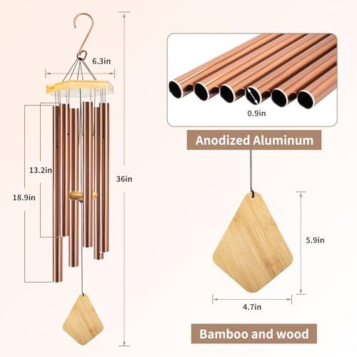 Memorial Wind Chimes 30 inch Red Copper Deep Tone Sympathy Gift Patio Porch - Image 5
