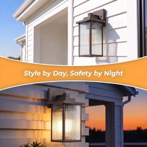 13" Oil-Rubbed Bronze Outdoor Wall Light, All-Metal Frame Porch Light - Image 4