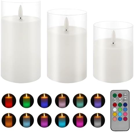 Color Changing Flameless Candles Glass LED Pillar Candles with Remote Timer by LetHOURlivenupyourroom