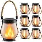 6 Pack Solar Lanterns Outdoor Waterproof, 2nd Gen Ultra-Realistic Flickering Flame Outdoor Solar Lanterns Decorative, USB-C/Solar Charging Hanging Lantern for Outside Backyard Patio Garden Decor by Unknown