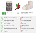 Flameless LED Candles with Timer Remote Damask Pattern Black Candles Battery Operated Flickering for Indoor Outdoor 4 Pack Pillar Lights Home Decorations - Image 4