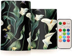 Art Calla Lily Black Flower Flameless Flickering Candles with Timer Waterproof Electronic Lights Battery Operated Votive Led for Wedding (prop2) 2-Piecing Set by Unknown