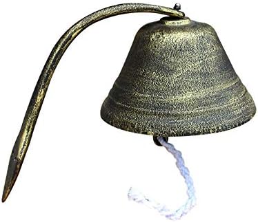 Door Knocker Vintage Doorbell Jingle, Outdoor Dinner Bells | Indoor Cast Iron Ringing Doorbell | Japanese Style Wall Hanging Bells, for Yard/Foyer Decor (Brown 23 × 30cm) by Unknown
