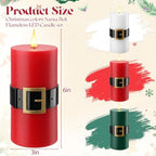 Retisee 3 Pack Christmas Flameless Candle, Santa Belt Design, Mixed Colors - Image 2