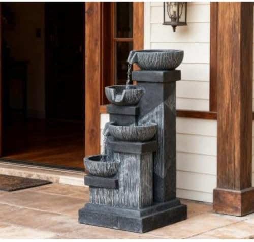 Decorative Garden Four Tier Water Fountain Outdoor with LED Lights - Image 2