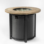 30'' Concrete Round Gas Fire Pit, 50,000 BTU Steel Outdoor Fire Tables, Fire Table with Lid, Add Warmth & Ambience to Gatherings and Parties On Patio Deck Garden Backyard. - Image 7