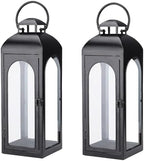 Bdor 20 Inch Outdoor Indoor Lantern, Set of 2 Black Metal Candle Lanterns by Bdor