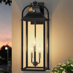 24" Wall Sconces Set of Two, 3-Light Dusk to Dawn Outdoor Light Fixture by Slypadan