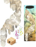Bellaa 24537 Wind Chimes Outdoor, Garden Decorations, Musical, Indoor/Outside Windchimes, Beach, Ocean Breeze, Gifts for Mom, Gift for All Occasions, Capiz Sea Glass Shells Wood 27 inch White Gold by Bellaa