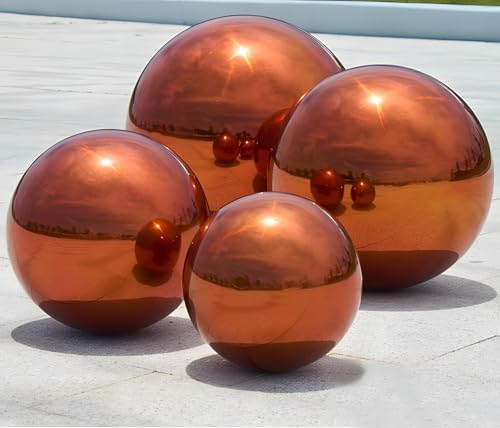 Stainless Steel Gazing Globe Mirror Ball, Decorative Gazing Balls for Garden, Reflective Smooth Garden Ball Sphere for Outdoor Yard Decoration (Orange, Dia: 8 inch) - Image 2