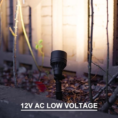 GOODSMAN Landscape Lighting 2PK Low Voltage Landscape Lights Led Low Voltage Landscape Spotlights 4.5W 205 Lumen Floodlights with Cable Connectors Metal Stakes 9127-96603-02A Black - Image 3