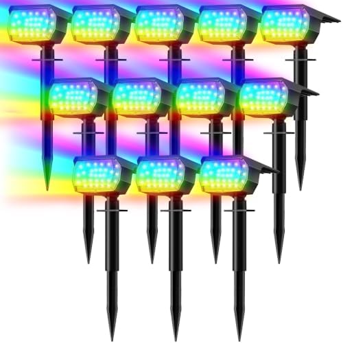 LANSOW Solar Spot Light Outdoor Color Changing, 12Pack Christmas Spotlights by LANSOW