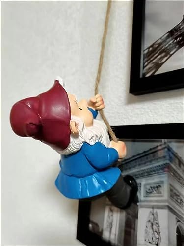 Resin Elves Statue,Dwarf Climbing Garden Sculpture,Gnome Tree Hugger Decor - Image 5