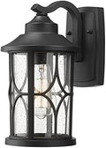 zeyu Farmhouse Outdoor Wall Lantern - 12 Inch Exterior Wall Sconce, Cast Aluminum with Seeded Glass, Black Finish, ZX48B BK by ZEYU