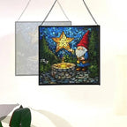 Starwell Gnome Wish Stained Glass Suncatcher – Square Hanging Window Panel for Home or Greenhouse – Whimsical Glass Art Gift for Garden Lovers, Christmas, Halloween, Father Days MZZ4pH - Image 4