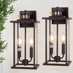16in 2-Light Bronze Outdoor Wall Lights Motion Sensor Porch Light by SIAFAVOI