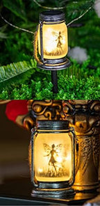 2Pcs Solar Outdoor Hanging Lanterns with Handle Retro Solar Lights Patio Decor Patio IP65 Waterproof Yard Art Garden Accessories Outdoor Decorations for Christmas Porch Lawn - Image 6