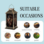 Solar Lantern Patriotic Eagle Soaring Weathered Flag Canvas Decor Outdoor Waterproof Garden Hanging Lantern Solar Powered Lighting Outside Table Lamp for Patio Deck Camping 1 Pack - Image 5