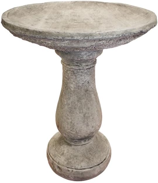 Solid Rock Stoneworks Classic Oval Concrete Birdbath – 24” Tall Outdoor Garden Accent – Heavy-Duty Handcrafted Cement Bird Bath – Weather Resistant Yard Décor – Made in USA- PreAged by SolidRockStoneworksLLC