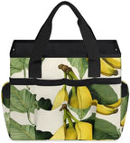 Banana Pattern Garden Tool Bag Organizer Heavy Duty Tropical Fruit Gardening Tote Bag with 10 Pockets for Women Men Gardening Gifts - Image 2