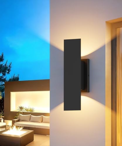 Aipsun 2 Pack Outdoor LED Up Down Wall Sconces, Black Modern Porch Lights - Image 6