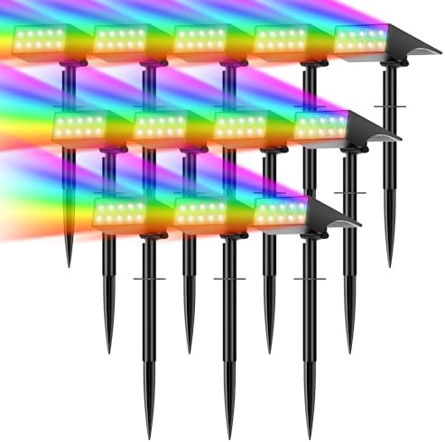 WENATY Solar Spot Lights Outdoor Waterproof, 12 Pack Solar Spotlights, RGB by WENATY