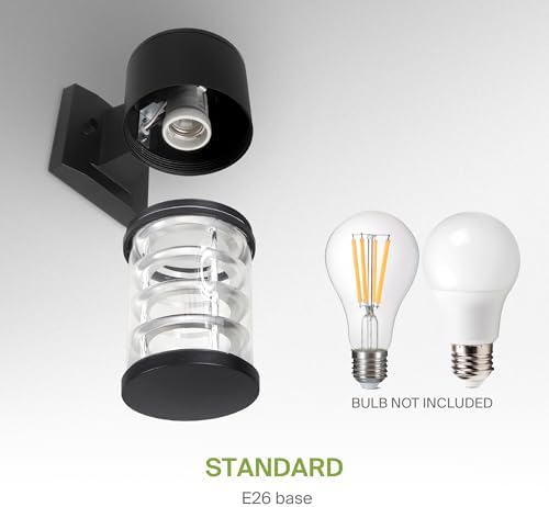 ASD Retro Outdoor Wall Lights - 60W 120V E26 Base ETL Exterior Lighting Fixtures, LED/CFL/Incandescent Bulb Outdoor Lights for House, Waterproof Patio Wall Sconces & Porch Decor 2 Pack - Image 6