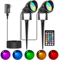 Outdoor Christmas Spot Lights with Timer, 10W Metal RGB LED Landscape Spotlights with 16 Color Changing for Yard, House, Garden, Holiday Decor (2 Lights) by Miabiual