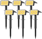 Solar Spot Lights Outdoor Waterproof, 6 Pack, 118 LED Warm White by Flaow