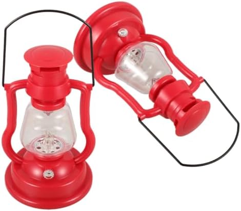 2pcs Vintage Kerosene Lamp Lantern with Handle, Warm LED Night Light by DECHOUS