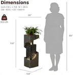 Modern Rectangular Water Fountain Outdoor with LED Lights & Planter Top, 35.4" Tall Resin Cascading Waterfall Feature for Patio Backyard Garden Décor, Outdoor Water Feature - Image 5