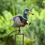 Red Carpet Studios Garden Art Small Walking Duck Balance Rocker Metal Garden Stake Yard Décor, 55” Tall, Mallard Duck with Moving Legs - Image 2